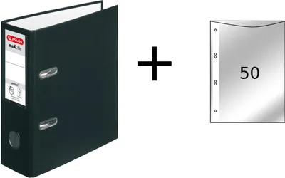 Produktbild von Herlitz Ordner + 50 Prospekthüllen / DIN A5 / 80mm breit / Farbe: schwarz