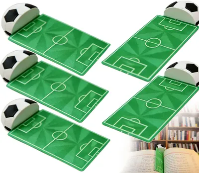 Produktbild von Lesezeichen – 5 Stück – Lesezeichen mit Fußballfeld – 9,5 x 5 cm – 3D-Druck – Kreatives Lesezeichen mit Fußballfeld und Ball – Für Leseratten und Fans