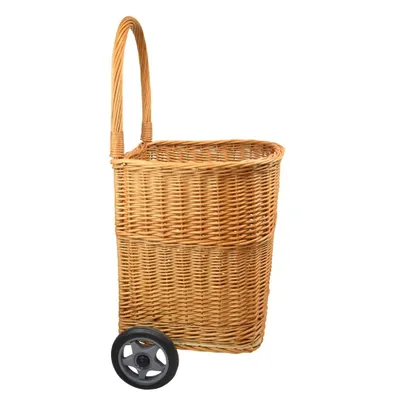 Obrázek produktu pro Proutěný nákupní koš na kolečkách