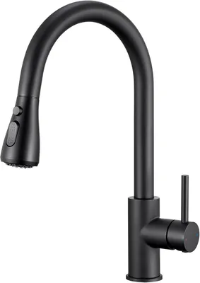 Productafbeelding van Keukenmengkraan, zwart, 2 waterstanden, 40 cm uittrekbare sproeikop, RVS, eenhendel, voor spoelbak