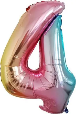 Obrázok produktu pre Fóliový balón číslo 4, približne 80 cm, dúhovej farby