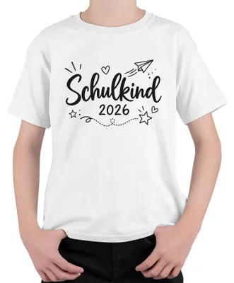 Produktbild von Schulkind 2026 Einschulung Mädchen Junge Erstklässler Schulanfang Kinder T-Shirt, Weiß, 116