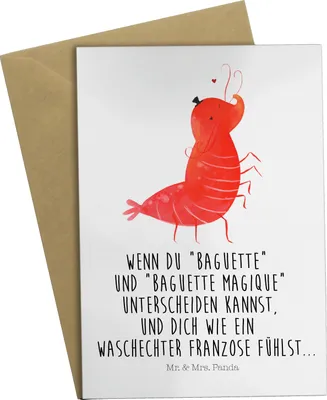 Produktbild von Mr. & Mrs. Panda Glückwunschkarte Garnele Franzose - Weiß - Geschenk, babykarte, osterkarten, Klappkarte, weihnachtskarten, einladungskarten, Französisch, Meer, Krabbe