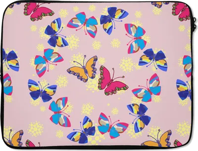 Produktbild von MuchoWow® Laptop Hülle 15 Zoll Mädchen - Schmetterling - Insekten - Muster - Mädchen - Kinder - Kinder Laptoptasche - Laptoptasche - Sleeve - Rundum-Schutz