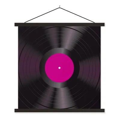 Produktbild von MuchoWow® Textilposter Vintage - LP - Rosa - Vinyl-Schallplatten 90x90 cm mit schwarzem Rahmen - Magnetisches