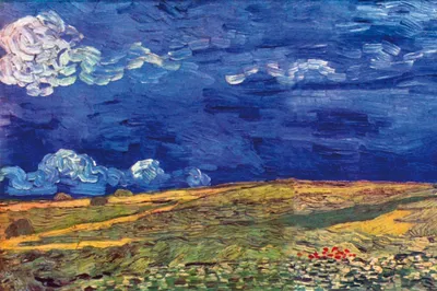 Produktbild von Vincent Van Gogh Kunstdruck Bild - Weizenfeld Unter Einem Gewitterhimmel, 1890 (80 x 120 cm)