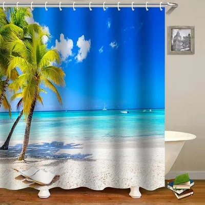 Produktbild von Famanu Duschvorhang Wasserabweisend und Schimmelresistent - 180x180 cm mit Haken