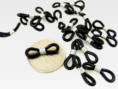 Produktbild von 20 Stück schwarze Brillenketten Brillenbandhalter Gummi-Schlaufenenden ca. 22 mm…, Schwarz, 4x22mm