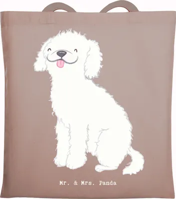 Produktbild von Mr. & Mrs. Panda Schultasche Kleinpudel Lebensretter - Braun Pastell - Geschenk, Jutebeutel, Pudel, Shopping Tasche, Tote Bag, Laptoptasche, Einkaufstasche