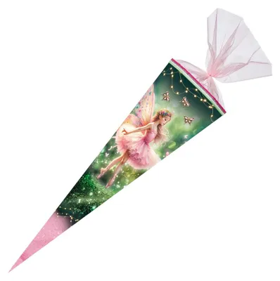 Produktbild von Nestler Schultüte Feelina 70cm mit Textilborte und Stoffschmetterlingen