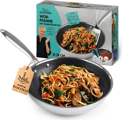 Produktbild von Rachs KOCHWERK Wok-Pfanne mit Wabenstruktur, Ø28 cm - Antihaft - alle Herdarten