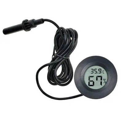 Produktbild von Digitales Thermometer Hygrometer Thermohygrometer, Rundes Temperatur und Feuchtigkeitsmessgerät für Klimaanlagen, Schwarz
