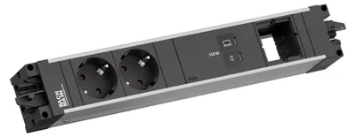 Zdjęcie produktu dla BACHMANN STEP ALU, listwa zasilająca 2x gniazdo CEE7/3, 1x port USB-C (100W), 1x gniazdo CM
