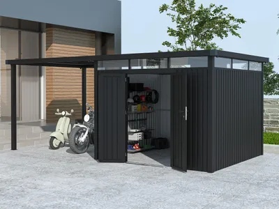 Produktbild von Metall Gerätehaus Modell Style 7,56 m² Spar-Set-1  Anthrazit