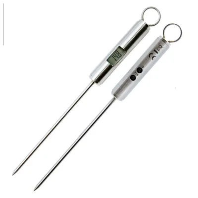 Two digital meat thermometers are shown against a white background.