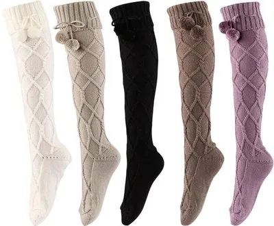 Warme Baumwollsocken - Rutschfest - Gestrickte Socken - Bequemer Bund - Größe 35-42