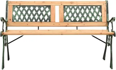 Imagen del producto de Banco de jardín de 122 cm, hierro fundido macizo, madera de abeto. Banco para terraza