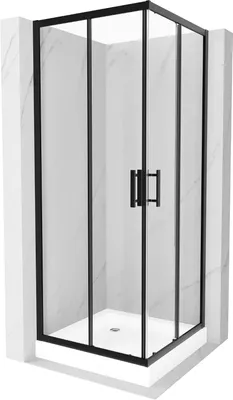 Obrázek produktu pro Mexen Rio čtvercový sprchový kout 70 x 70 cm, Průhledné, Černá + sprchová vanička Rio, Bílá - 860-070-070-70-00-4510