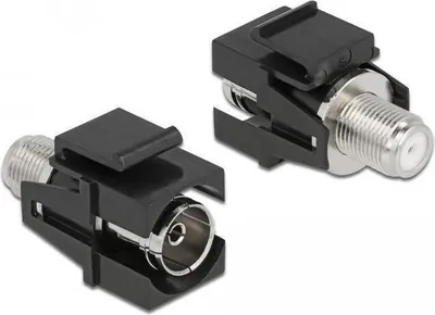Productafbeelding van DELOCK Keystone module, IEC-connector (vrouwelijk) > F-connector (vrouwelijk), zwart, plat, zwart, connector type F, vrouwelijk, coaxiaal