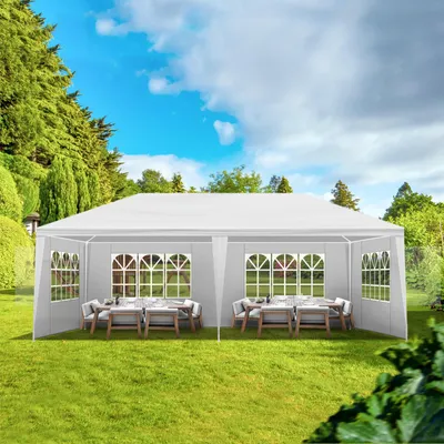 Immagine prodotto di FCH Tenda a quattro pareti 3 x 6 m con tubi a spirale Impermeabile con 4 lati , Bianco