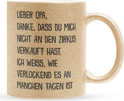 Produktbild von 22Feels Glitzertasse Gold Opa Geschenk Geburtstag Grossvater Herrentag Rentner Kaffeetasse Männer Weihnachten Haferl Grosseltern Geschenkidee Bürotasse
