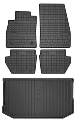 Produktbild von Gummimatten + Kofferraumwanne für Ford Fiesta MK8 2017-2023 (Schrägheck, oberer Ladeboden) – Schwarz, passgenau – Wielganizator SolidPRO