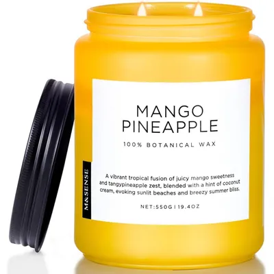 Productafbeelding van Geurkaars Mango-Ananas, sojawas, 550g, brandduur 110 uur, 2 lonten