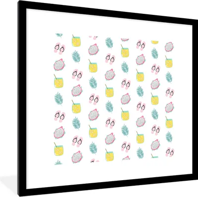 Produktbild von MuchoWow® MuchoWow® Gerahmtes Poster Sommer - Pastell - Muster 40x40 cm - Poster mit zchwarzem Bilderrahmen - Poster - Plakat im Rahmen