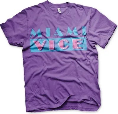 Produktbild von Miami Vice Distressed Logo T-Shirt - Large - Purple