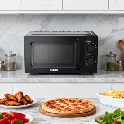 Produktbild von Galanz Mikrowelle 20L Schwarz 700W mit Auftaufunktion, 6 Leistungsstufen und Glasdrehteller