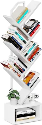 Image de Étagère bibliothèque avec 6 étagères, en bois, de couleur blanche, pour salon