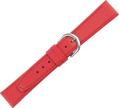 Produktbild von Minott > Uhrenarmband rot Leder rembordiert Verlauf > Ton in Ton Naht, Stegbreite:18mm, Schließe:Silbern