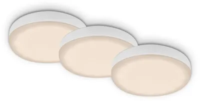 Image de Lampe LED encastrée BRILONER LEUCHTEN PLAT, 3 W, 350 lm, IP44, blanc, plastique-métal, lot de 3, Ø 7,5 cm