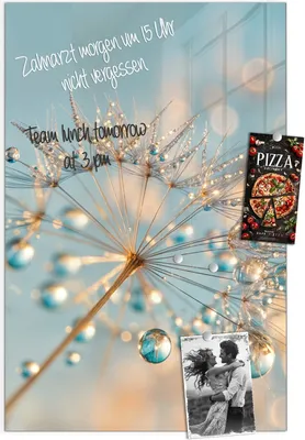 Produktbild von Magnettafel 60x90cm Pinnwand Whiteboard beschreibbar - Pusteblume Wassertropfen