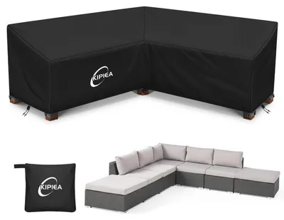 Obrázok produktu pre Poťah na záhradný nábytok v tvare L, vodeodolný, 267x267x85 cm, materiál Oxford 500D, odolný voči UV žiareniu, vetruodolný