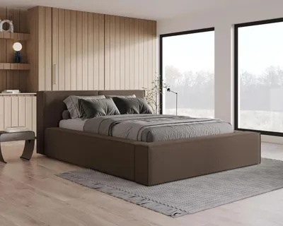 Produktbild von Chilly Möbel Design Bett Lugano - Klassisches Polsterbett mit Bettkasten und elegantem Kopfteil 200x200 cm / Bouclé / Braun