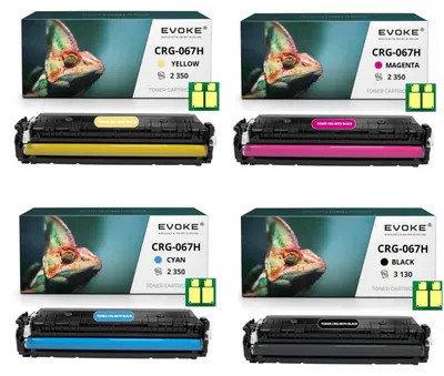 Obrázek produktu pro Kompatibilní toner pro Canon CRG-067H CRG067H 067H s čipem, 4x CMYK: černá, azurová, purpurová, žlutá, výtisk 10180 stran, kompatibilní s modely i-SENSYS LBP631Cw, LBP633Cdw, MF651Cw, 655Cdw, 655Cx, 657Cdw