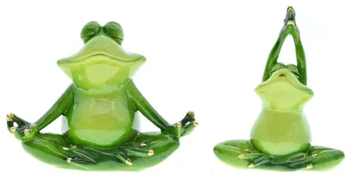 2er-Set Yoga-Frösche, Harzfiguren, 2 verschiedene Posen, Dekoration