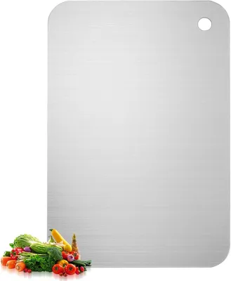 Produktbild von Edelstahl Schneidebrett, 30 x 20 cm, Beidseitig, Für Fleisch, Brot, Gemüse, Leicht zu Reinigen