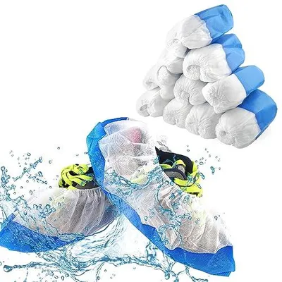 Produktbild von 100 Stück Überschuhe Schuhüberzieher, CPE+PP Kunststoff Schuhüberzüge Mehrweg Überziehschuhe Regenschutz Überschuhe, Schuh Überzieher wasserdicht Onesize Indoor und Outdoor