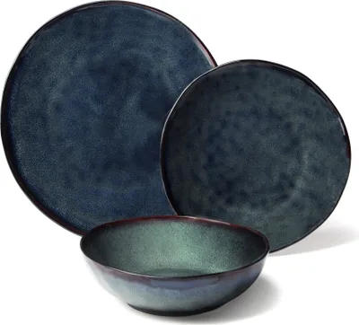 Produktbild von Excelsa Geschirrset 12-Teiliges Artisan Porzellan Dark Grün