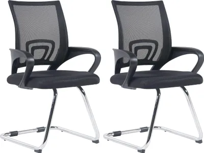 Produktbild von CLP 2er Set Freischwinger Eureka mit Netzbezug und Armlehnen schwarz