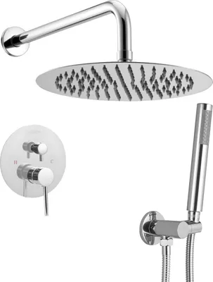 Obrázok produktu pre Sprchová batéria s 10" okrúhlou sprchovou hlavicou a ručnou sprchou, strieborná chrómová