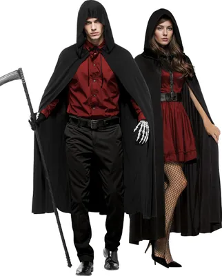 Produktbild von Schwarzer Umhang als Kapuzen Cape für Halloween & Fasching