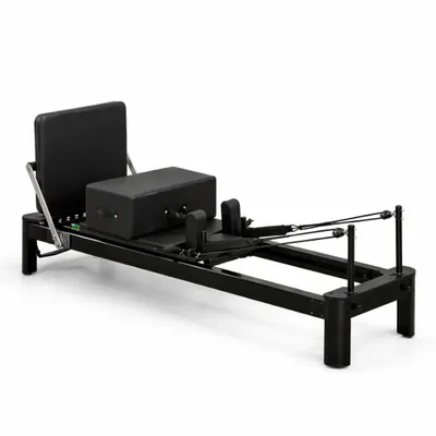 Immagine prodotto di PH Fitness Reformer Pilates in alluminio con 6 molle, barra poggiapiedi regolabile e box – Allenamento professionale per tutto il corpo a casa e in palestra - Nero