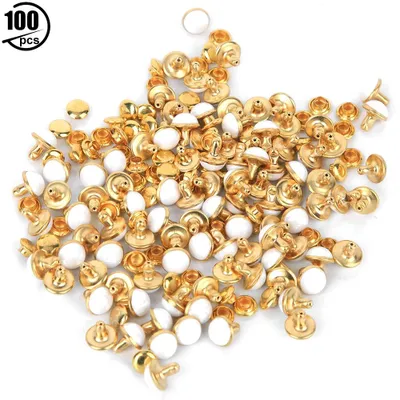 Produktbild von 100 Sets 7,5 mm halbrunde dekorative Nieten DIY Kleidung Taschen Dekoration Zubehör (weiß)