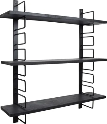 Image de Étagère murale LOFT42 - Noir - Bois de manguier - Métal - 64 x 13 x 74