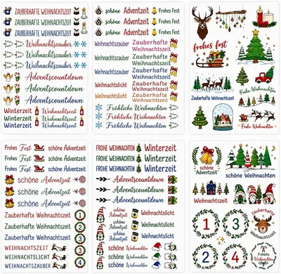 Obrázek produktu pro Samolepky s vánočními motivy, 6 UV transferových fólií, 19 × 14 cm, pro vlastní kreativní dekorace