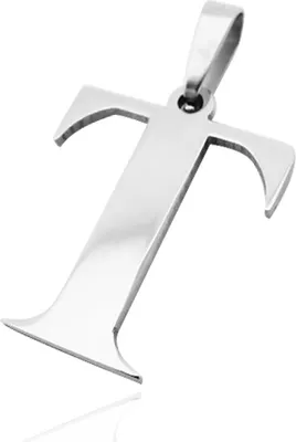 Produktbild von Anhänger Buchstabe Alphabet Halskette Lederkette Kugelkette Herren Damen T-nur-anhänger