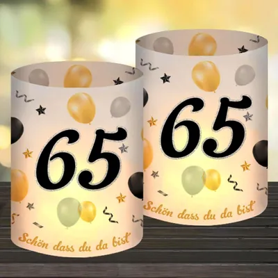Productafbeelding van 12 Windlichten voor de tafeldecoratie van een 65ste verjaardag